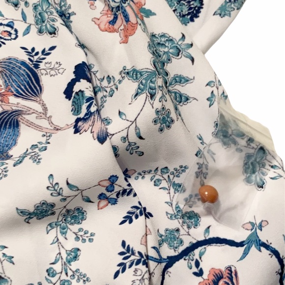 One World White Floral Tie Front Peasant Shirt NEW - Picture 6 of 9